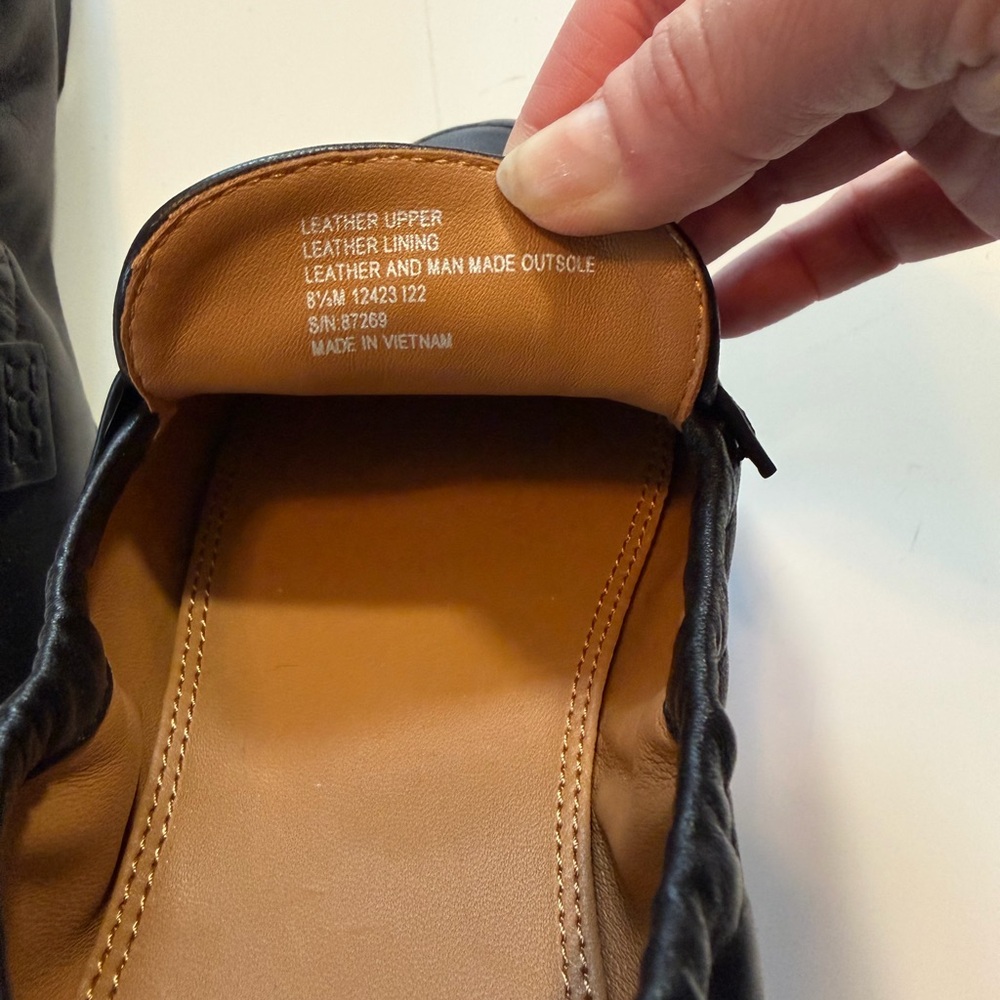 Tory Burch Black Leather logo ballet Loafers - Picture 5 of 9